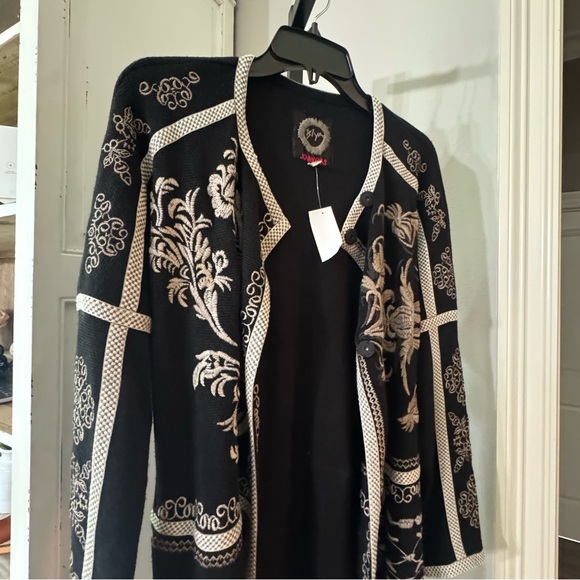 Johnny‎ Was BIYA Mila Knit Midi Cardigan Embroidered Magnetic Snap Button Front - Picture 5 of 14